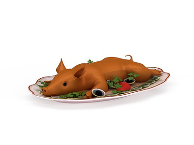 餐盘烤乳猪模型3d模型