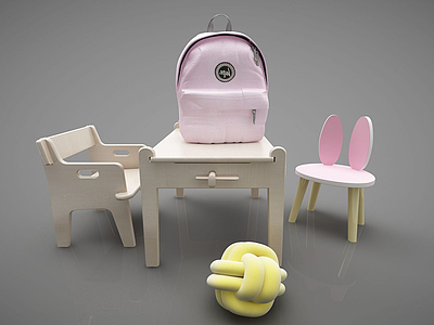 幼儿园课桌模型3d模型
