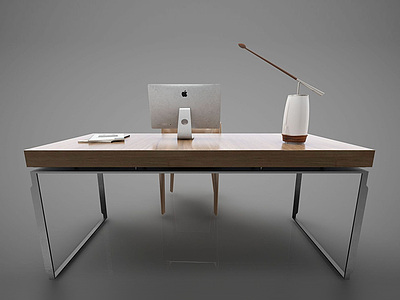 3d现代风格办公桌椅模型