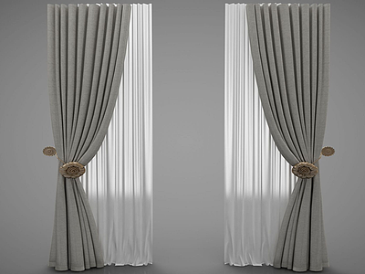 现代风格窗帘模型3d模型