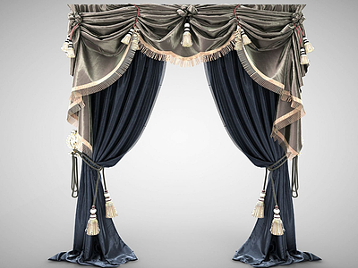 欧式法式窗帘罗马帘模型3d模型