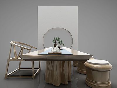 3d茶桌椅组合模型