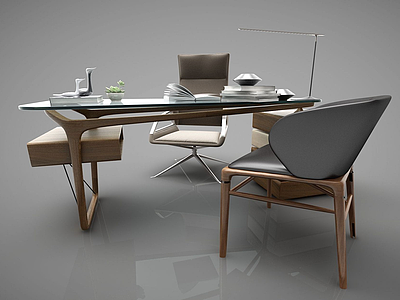 现代风格办公桌椅模型3d模型
