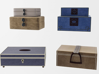 3d新中式软装饰品盒模型