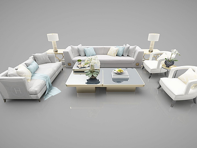 3d现代家居组合沙发茶几模型