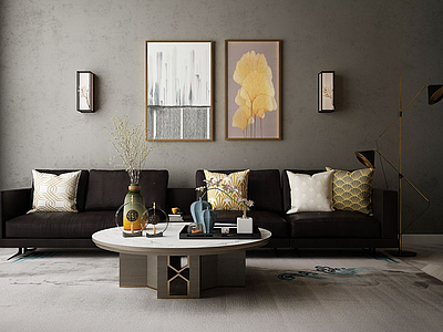 3d现代家居组合沙发茶几模型