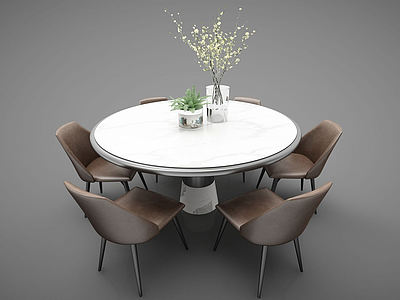 圆形餐桌椅模型3d模型