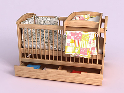 3d儿童房家具<font class='myIsRed'>婴儿床</font>模型