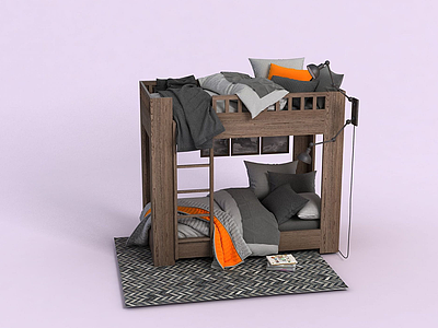 3d儿童房家具上下床模型