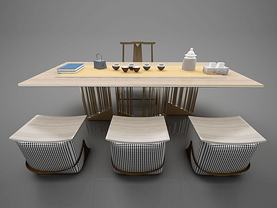 茶桌椅组合模型3d模型