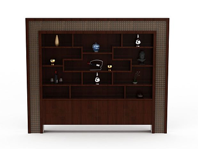 3d中式木质酒柜免费模型