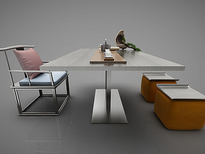 3d现代风格书桌模型