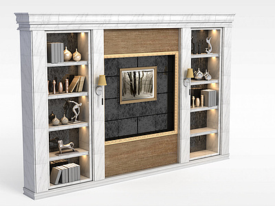 3d客厅展示储物柜模型