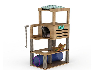 3d木质猫屋免费模型