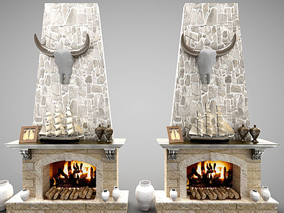 3d欧式风格壁炉模型