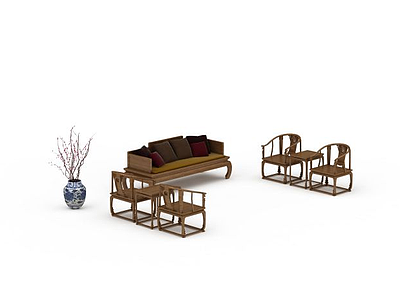 3d中式客厅沙发免费模型