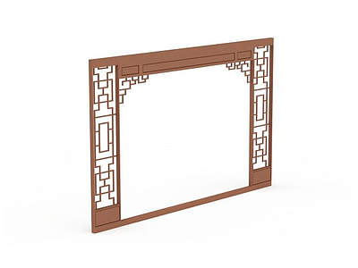 3d中式木质门框免费模型