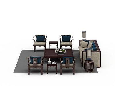 3d客厅中式沙发组合模型