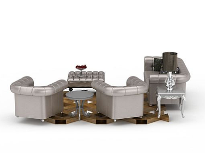3d豪华客厅沙发茶几免费模型