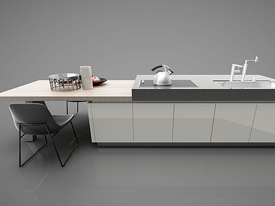 3d现代厨房操作台模型