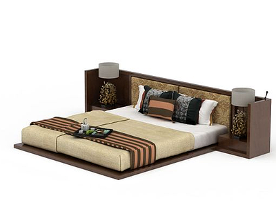 3d中国风卧室床具免费模型