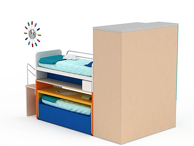 多层式儿童床柜模型3d模型