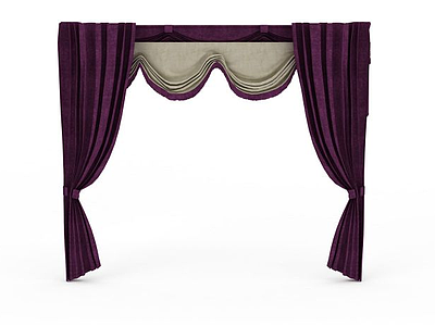 3d紫色窗帘免费模型