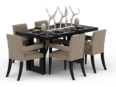 3d欧式餐桌椅免费模型