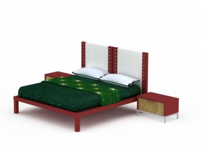 3d双人床1免费模型