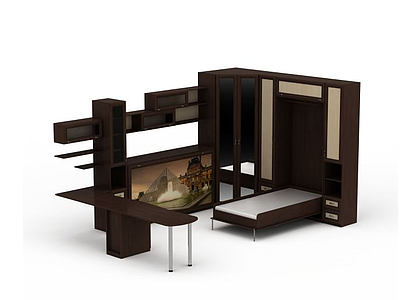 实木中式整体家具模型3d模型