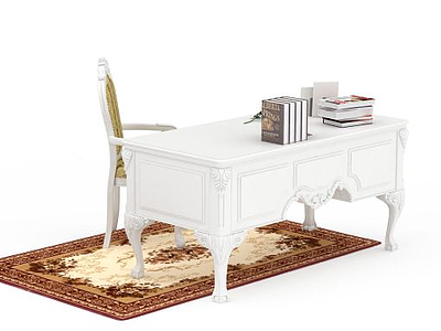 3d白色木质桌子免费模型