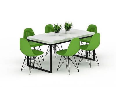 3d现代简约桌椅组合模型