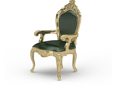 3d金色扶手餐椅模型