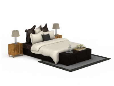 3d现代中式床具免费模型