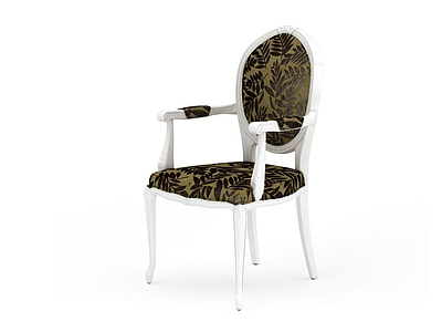 3d白色扶手餐椅模型