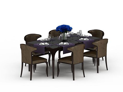 欧式餐厅桌椅模型3d模型