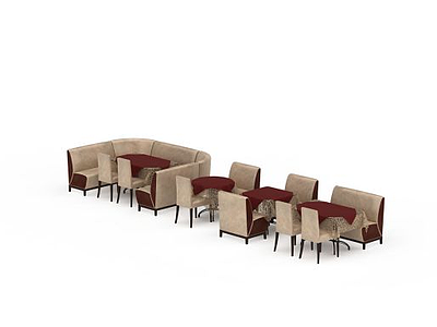 现代餐厅桌椅组合模型3d模型