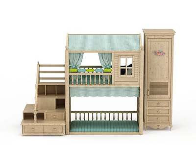 3d实木婴儿床模型
