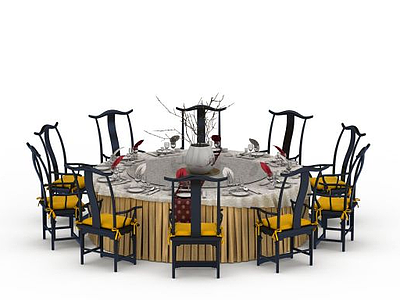 3d餐厅餐桌椅模型