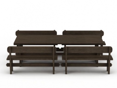 原木餐桌餐椅模型3d模型