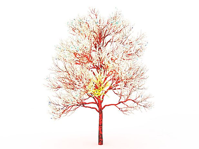 3d红色景观树免费模型