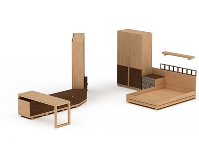 3d现代简约实木家具免费模型