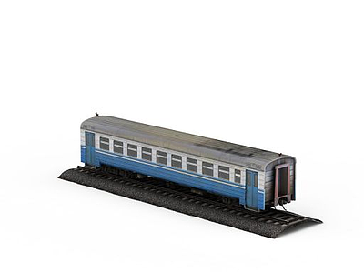 蓝色长途火车模型3d模型