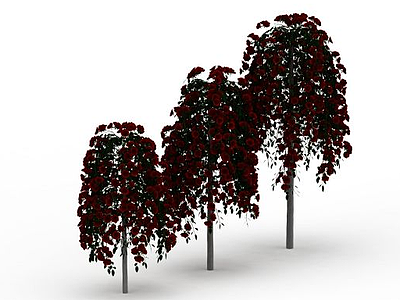 3d公园红花树模型