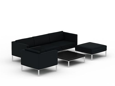 3d黑色沙发茶几组合免费模型
