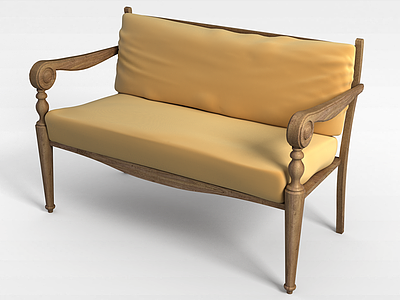 3d中式原木椅子模型