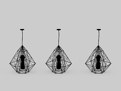 3d黑色金属吊灯组合免费模型