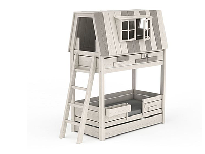 3d木屋型上下床免费模型