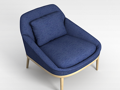 3d蓝色休闲沙发模型