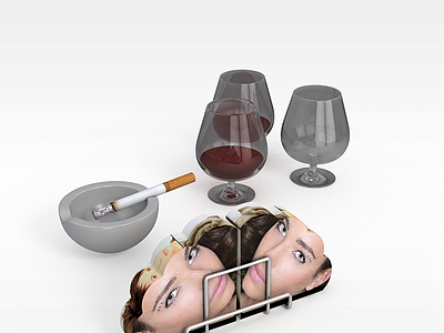 红酒酒具模型3d模型